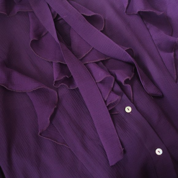 NWT PURPLE TIED BLOUSE WITH RUFFLES. - Picture 8 of 8